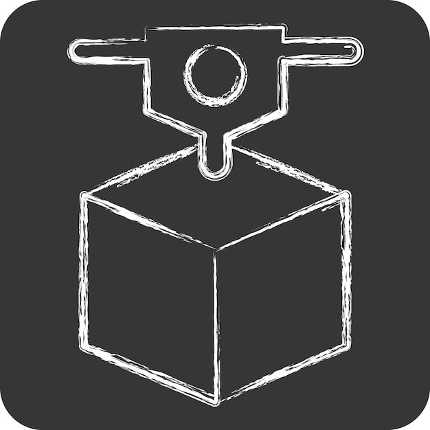 Icon 3D Printing related to 3D Visualization symbol chalk Style simple design editable simple illustration