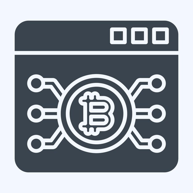 Icon Bitcoin Web related to Cryptography symbol glyph style simple design illustration
