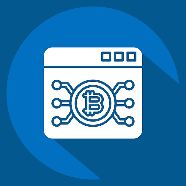 Icon Bitcoin Web related to Cryptography symbol long shadow style simple design illustration