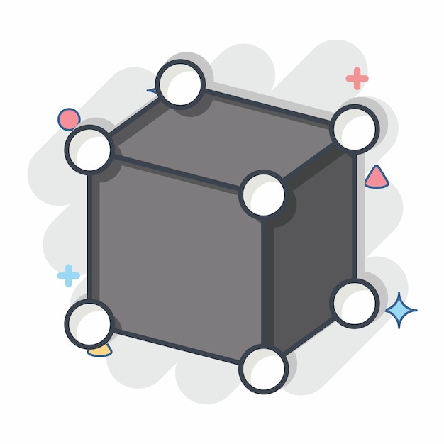 Icon Framework related to 3D Visualization symbol comic style simple design editable