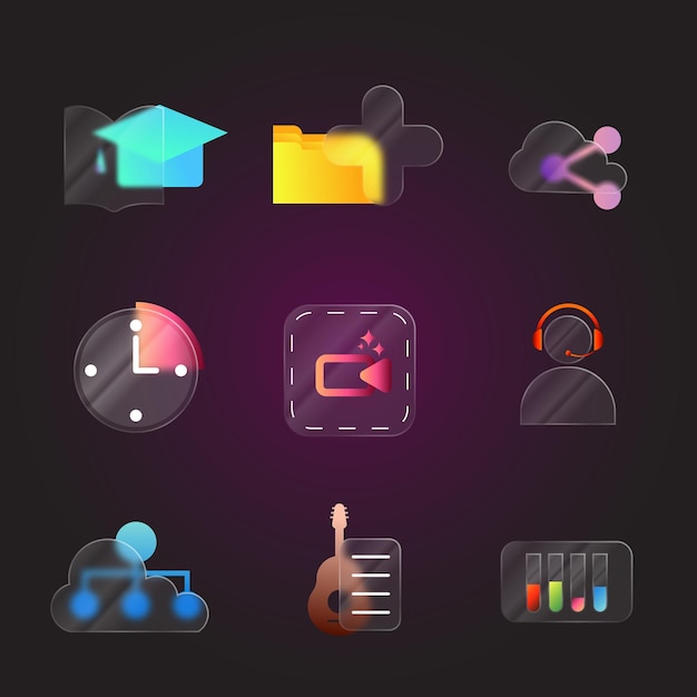 Icon gradient style glassmorphims