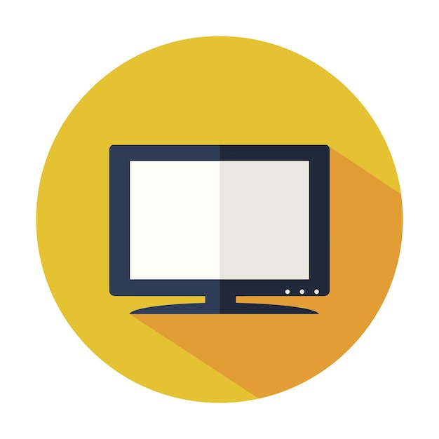 Icon of a flat computer monitor with a long shadow
