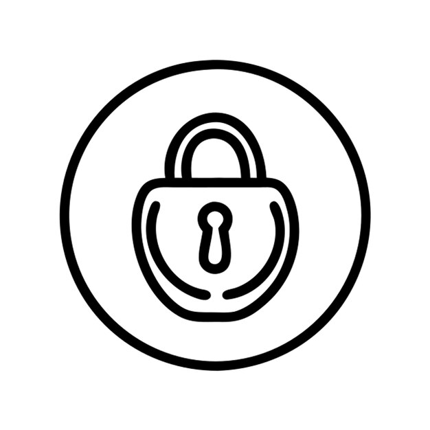 icon of a lock inside a circle icon outline