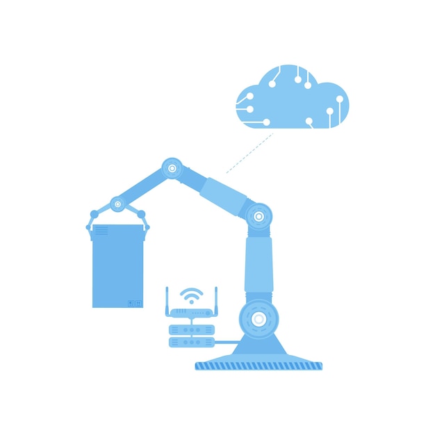 Icon of a robotic hand holding a box Internet of things concept Isolated Vector