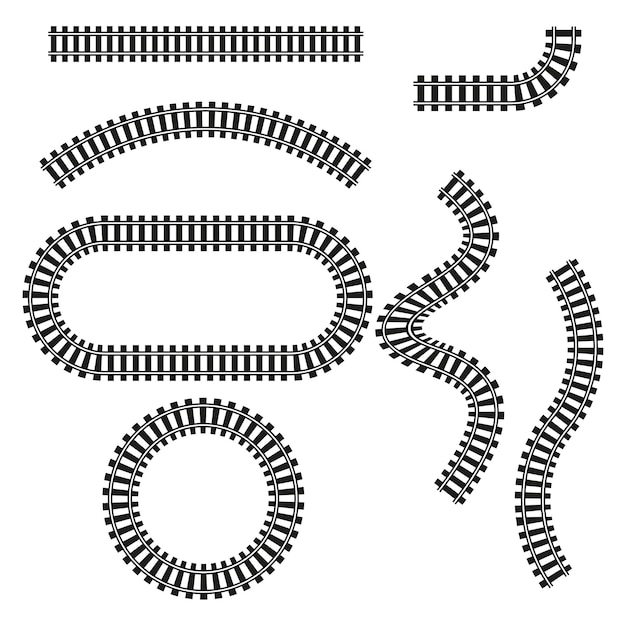 icon railroad tracks various railway lines transport path network vector illustration eps 10