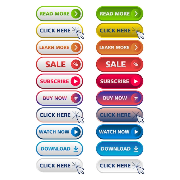 Icon set multi colored button in flat style.