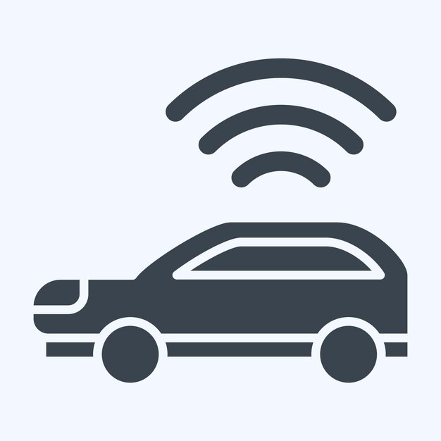 Icon Smart car related to Smart City symbol glyph style simple design illustration