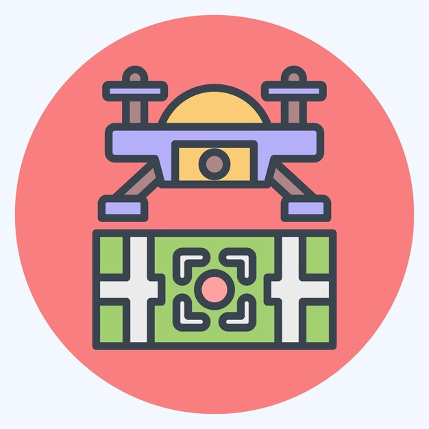 Icon Target Location related to Drone symbol color mate style simple design illustration