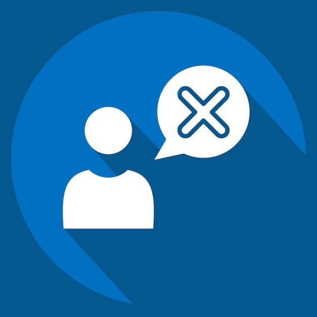 Icon Wrong related to Delete symbol long shadow style simple design illustration