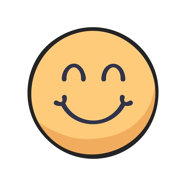 Iconic cartoon smiling emoticon on white background