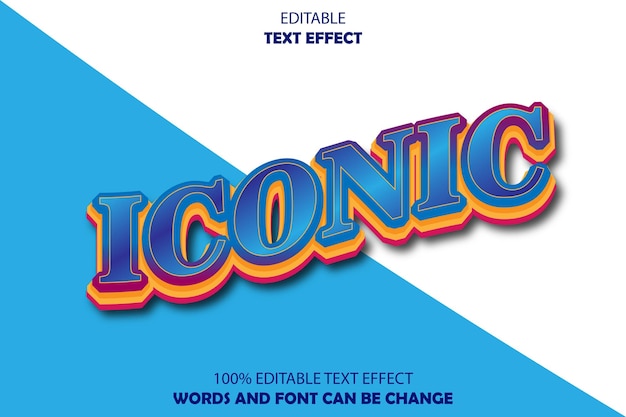 iconic editable text effect 3d emboss cartoon style