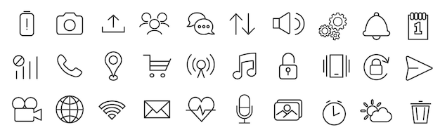Icons are always needed Music and image settings interface Set of linear vector icons