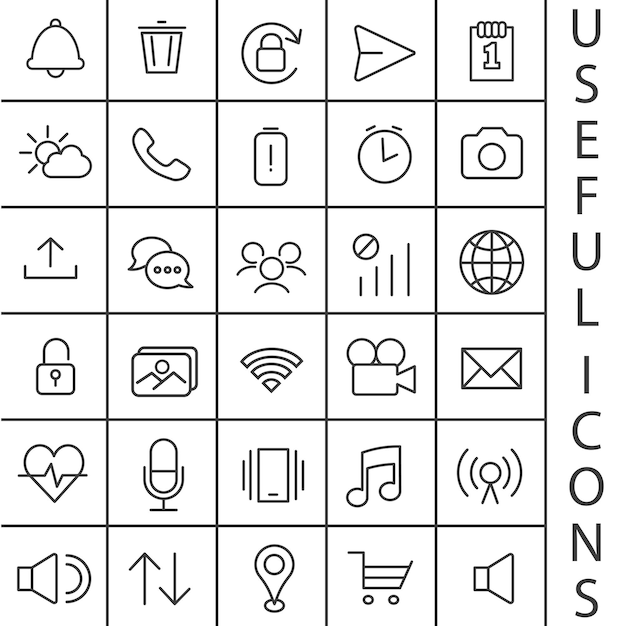 Icons are always needed Music and image settings interface Set of linear vector icons