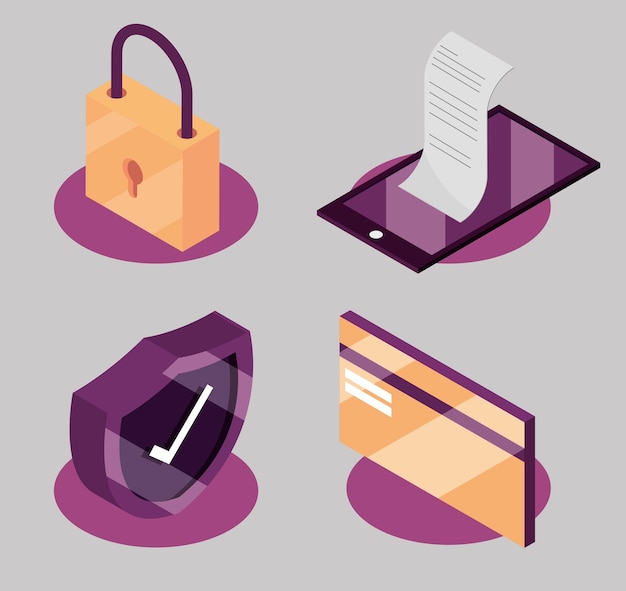 Icons isometric social security
