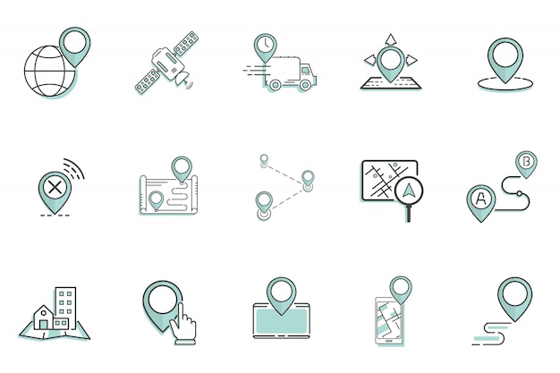 Icons pack gps navigation design concept.vector illustration