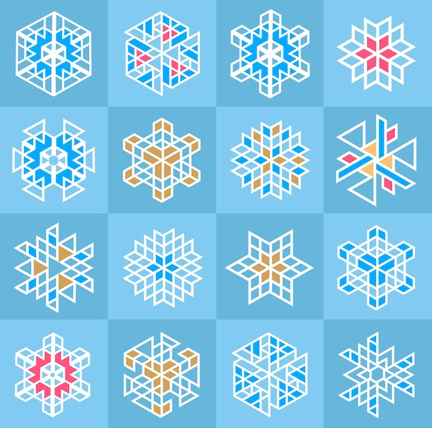 Icons set of snowflakes. Christmas icons. Linear icons