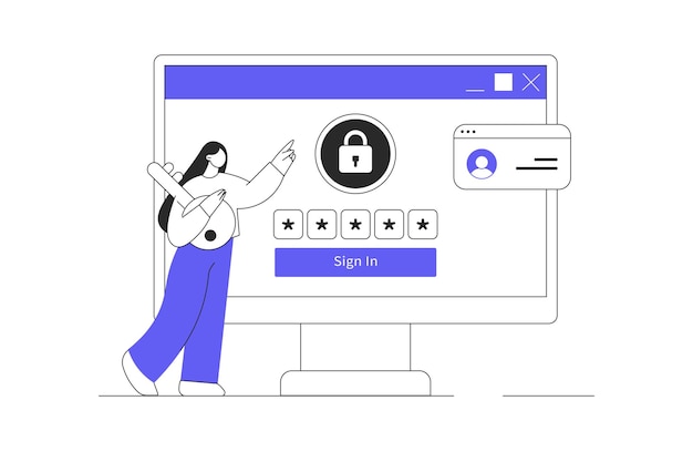 id verification identification for access to personal data information woman with key login web