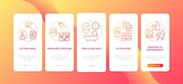 Ideer til mig-tid onboarding mobilapp side skærm med koncepter