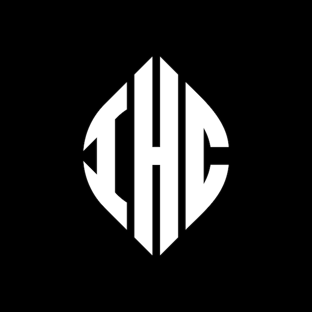 IHC circle letter logo design with circle and ellipse shape IHC ellipse letters with typographic style The three initials form a circle logo IHC Circle Emblem Abstract Monogram Letter Mark Vector