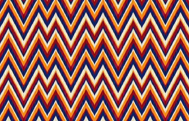 Ikat ethnic fabric zigzag wave pattern. Geometric tribal African vintage retro style line textile.