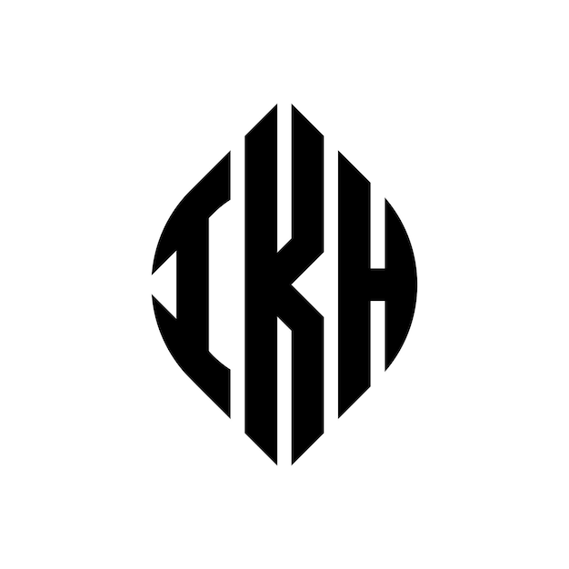 IKH circle letter logo design with circle and ellipse shape IKH ellipse letters with typographic style The three initials form a circle logo IKH Circle Emblem Abstract Monogram Letter Mark Vector