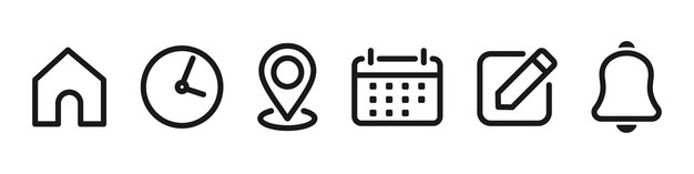 Ikoner til påmindelser om notifikationer Adresseikon for hjemmeplacering Dato Kalender