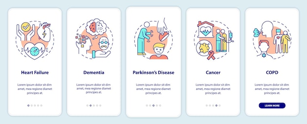 Illnesses to ask for palliative care onboarding mobile app screen