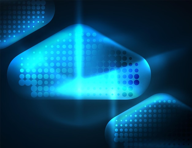 Illuminated lens flares glowing color techno background Vector hitech abstract background HUD style
