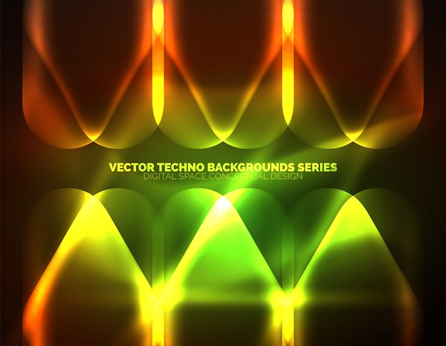 Illuminated lens flares glowing color techno background Vector hitech abstract background HUD style