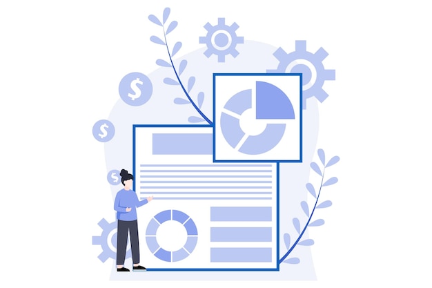 Illustration af fladt design om virksomhedsfinansiering