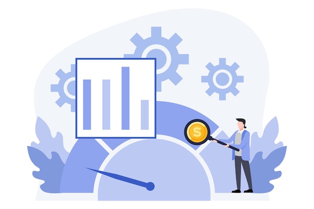 Illustration af fladt design om virksomhedsfinansiering
