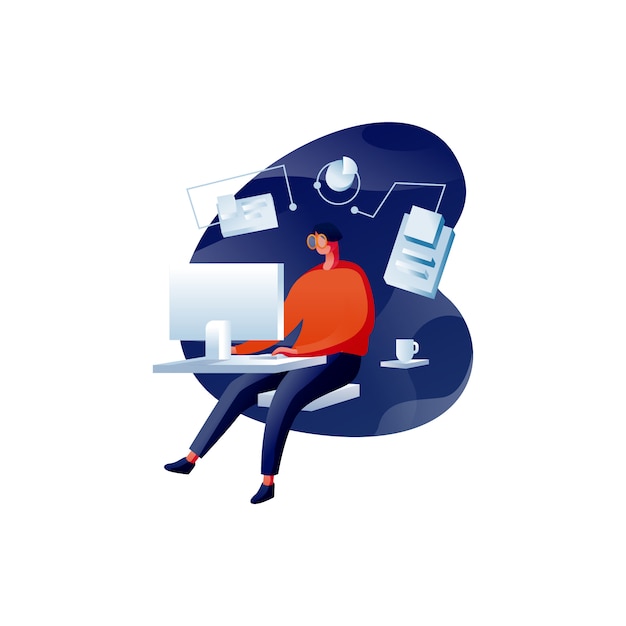 Illustration af læring med en computer
