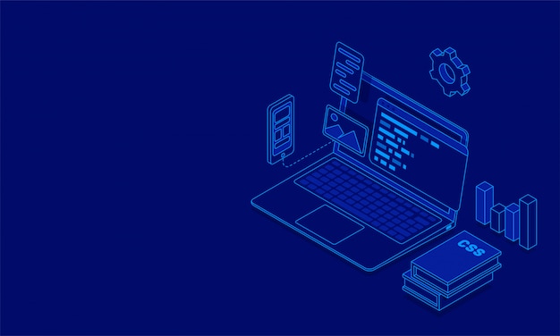 Illustration af laptop med flere skærme