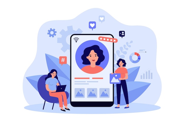 Illustration af marketingteam, der arbejder på et personligt brand