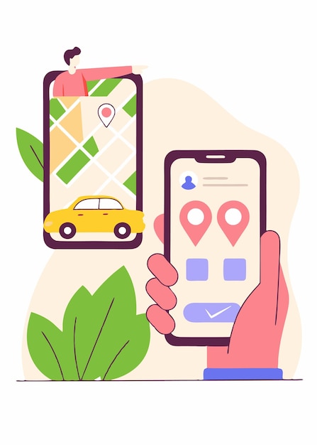 Illustration af online taxabestilling koncept på hvid baggrund