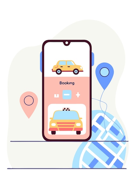 Illustration af online taxabestilling koncept på hvid baggrund