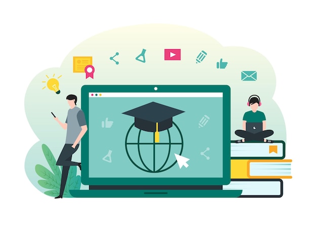 Illustration af online uddannelseskoncept