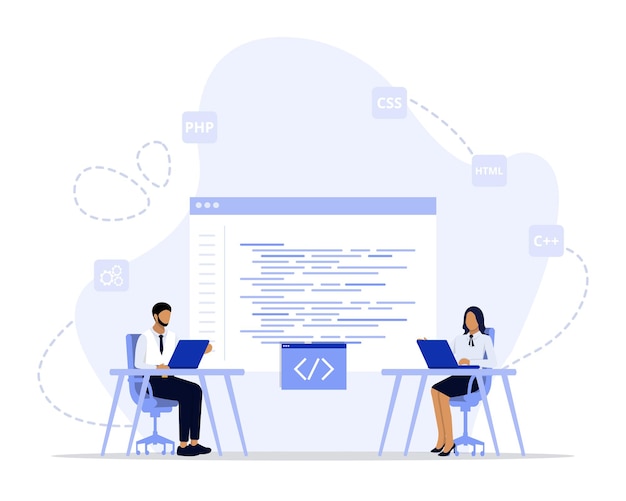 Illustration af parprogrammeringskoncept