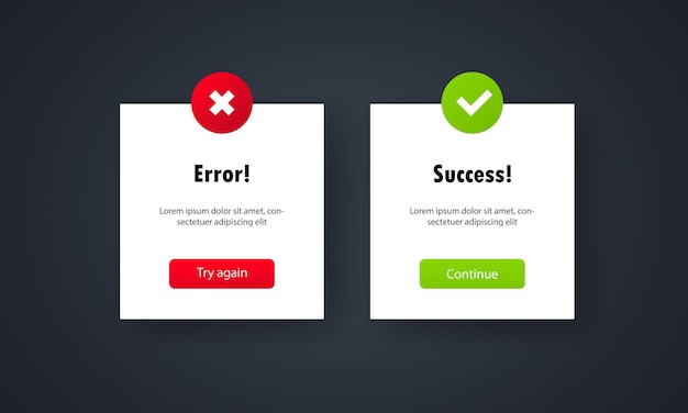 Illustration af succes- og fejlmeddelelse