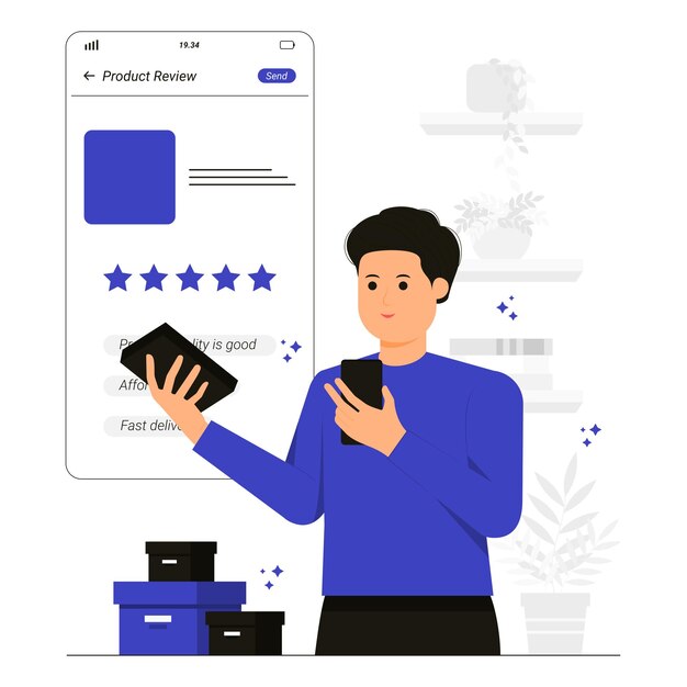 Illustration av kundens återkoppling och recensionskoncept