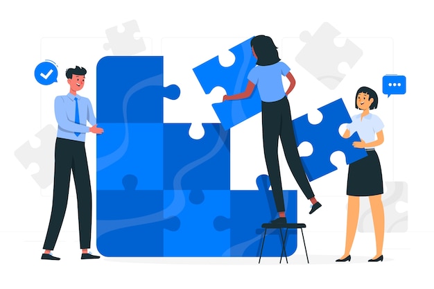Illustration av pusselkoncept för teamarbete
