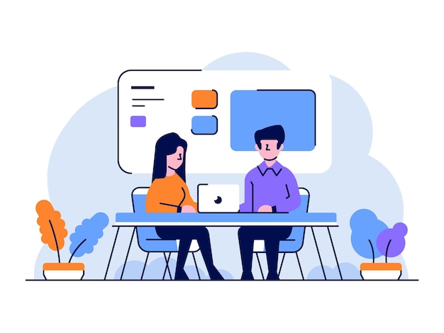 Illustration Business people news at television show