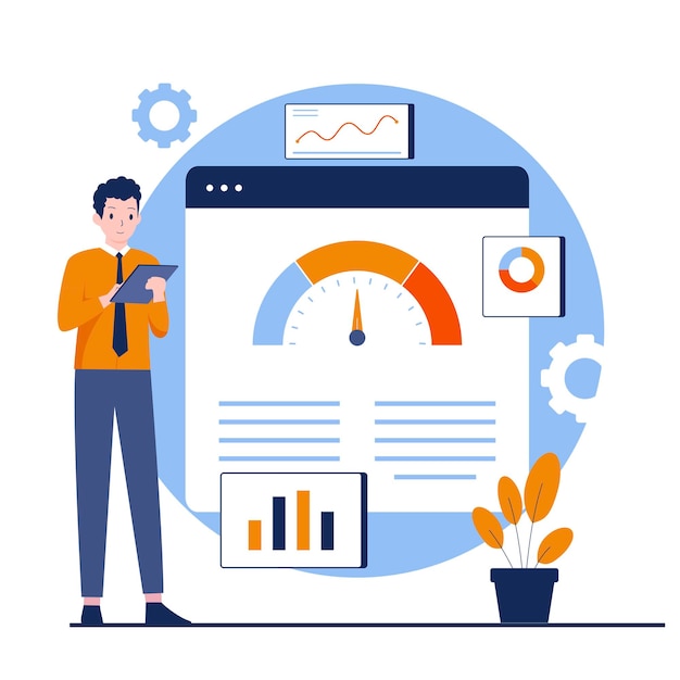 illustration concept of benchmark indicator illustration for websites landing pages mobile applications posters and banners trendy flat vector illustration