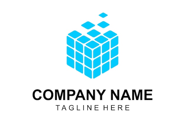 Illustration modern data box storage technology sign logo design template