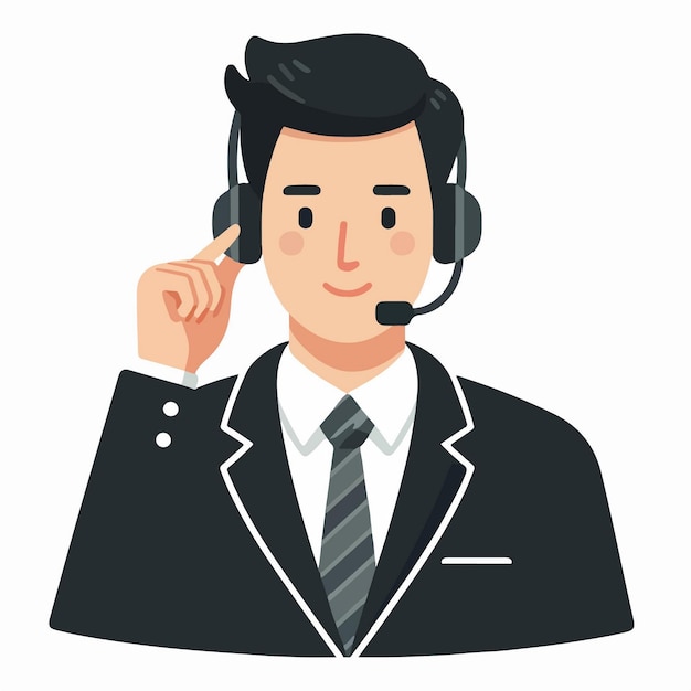 Illustration of a business man wearing headphones with his suit