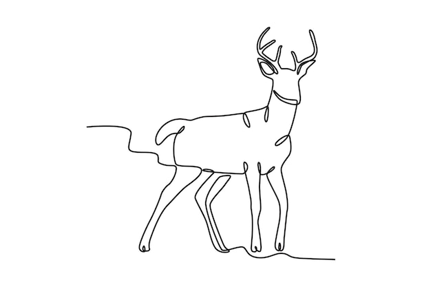 illustration of a deer deer oneline drawing