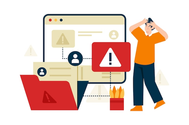 Illustration of a man who experienced an error on his website