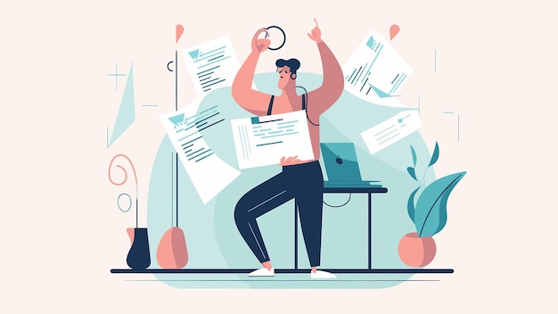 illustration of a Man working on a laptop business work