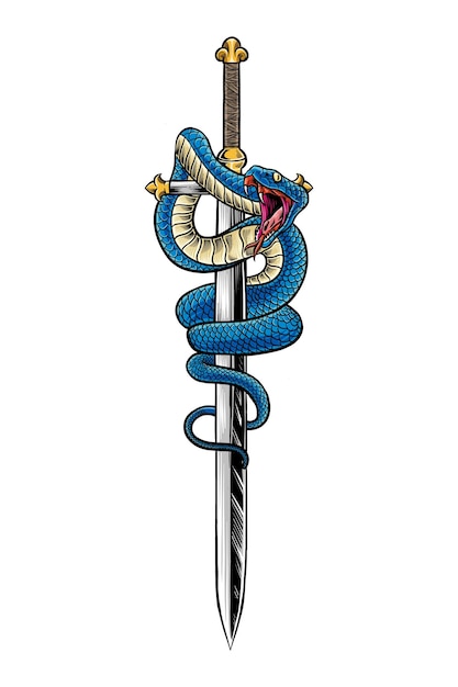 illustration of a snake on a sword