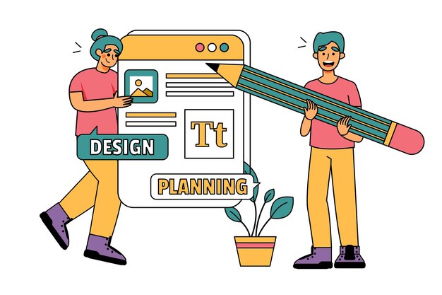 Illustration of a team doing design planning